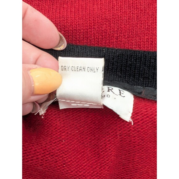 Sutton Studio Cashmere Red Gold Buttons Hong Kong Cardigan Sweater Size Large - Picture 3 of 8